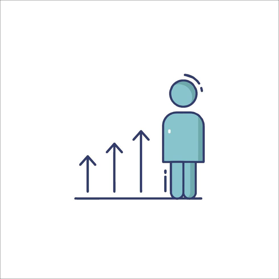 A man is standing in front of an arrow line icon vector