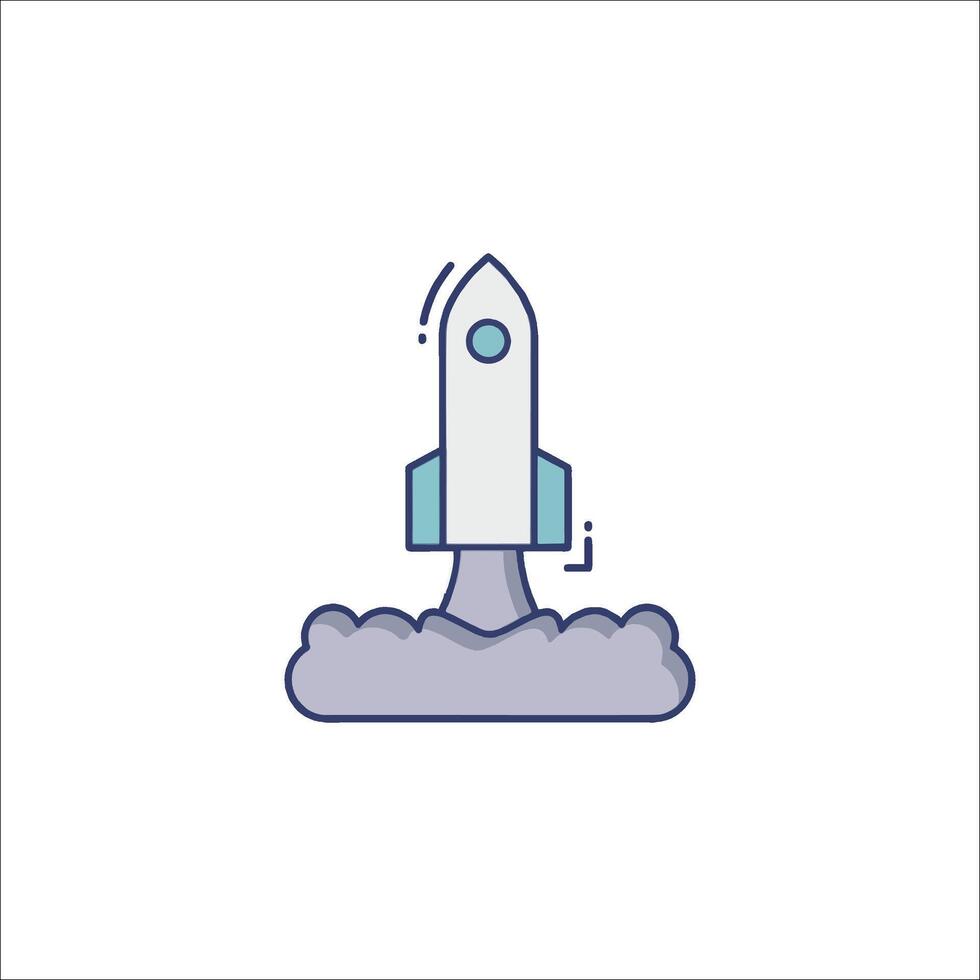 A rocket is flying into the sky on a white background vector