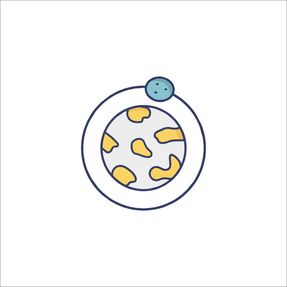 A blue and yellow plate with food on it vector