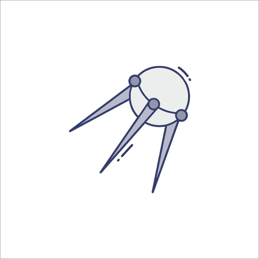 A drawing of a space probe with a small ball on top vector