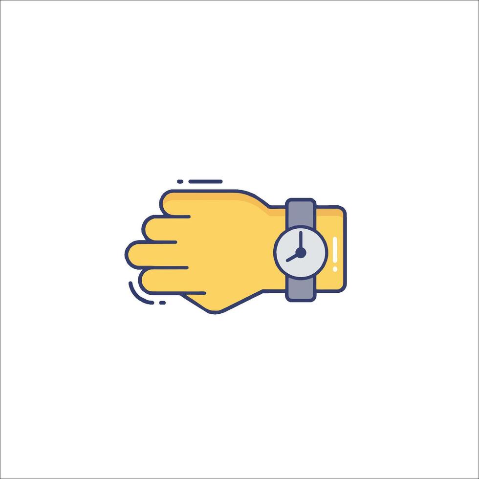 A hand with a watch on it, with a clock on it vector
