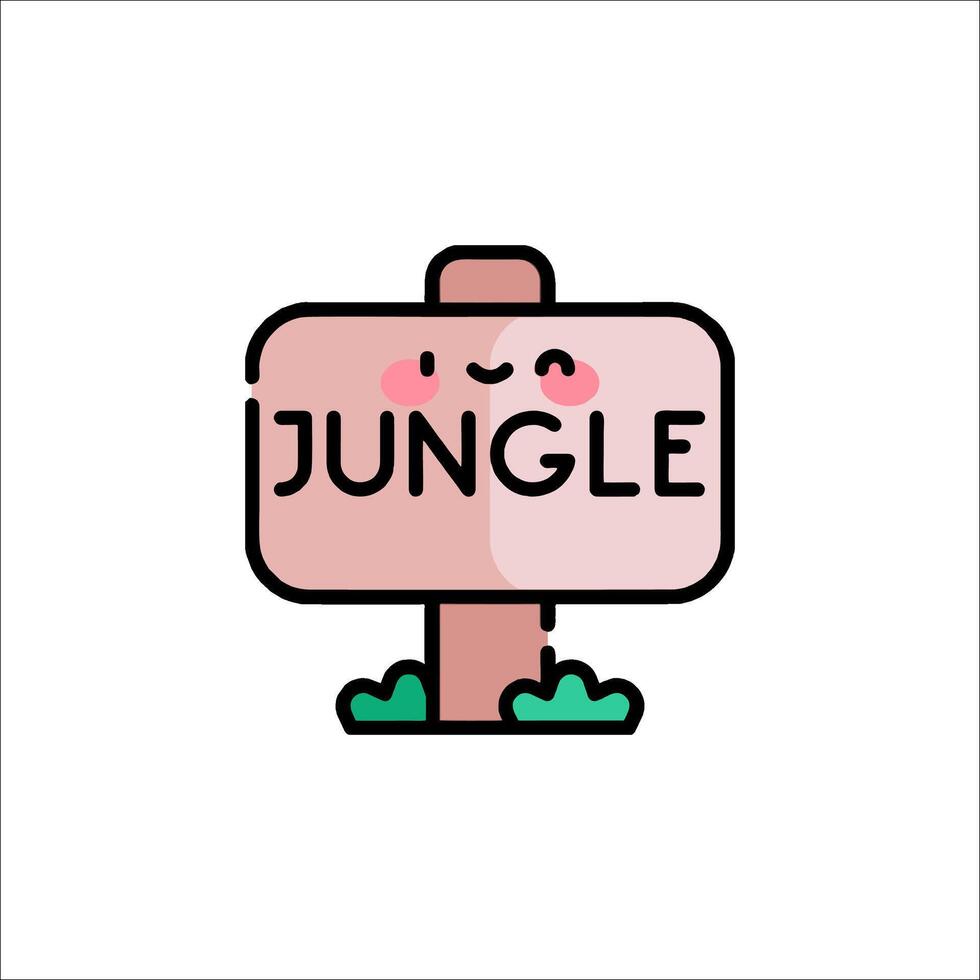Jungle sign with cute face and smiley face vector