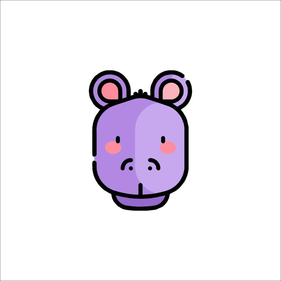 A purple hippo head with a pink nose vector