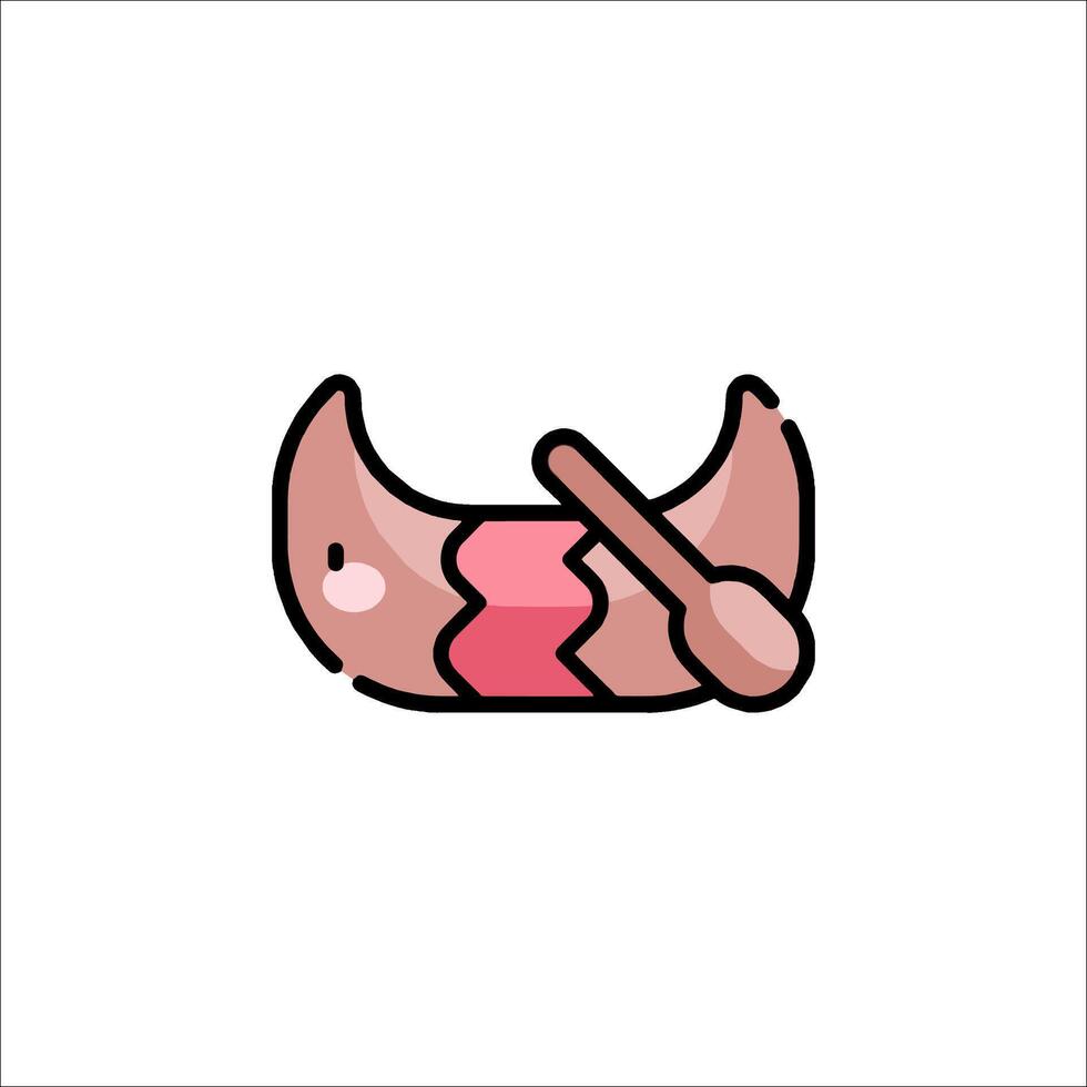 A cartoon sausage with a fork and knife vector