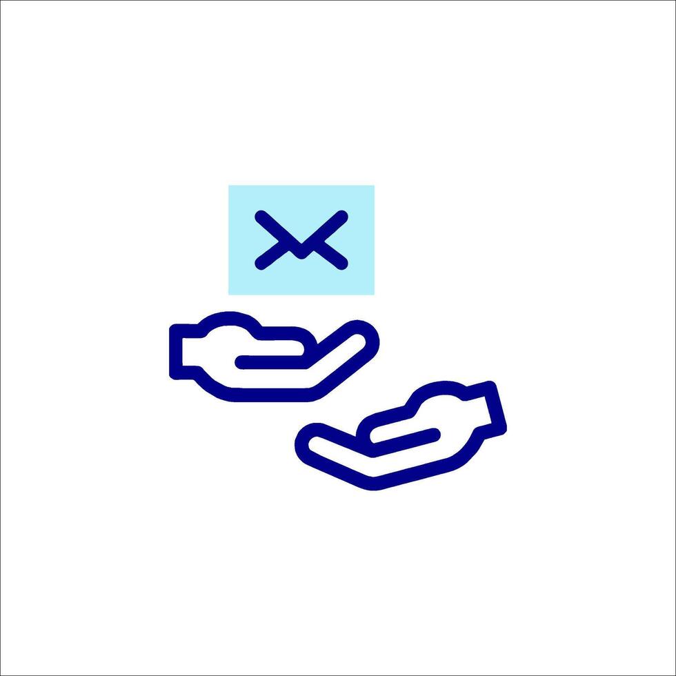 A blue icon of two hands holding a check vector