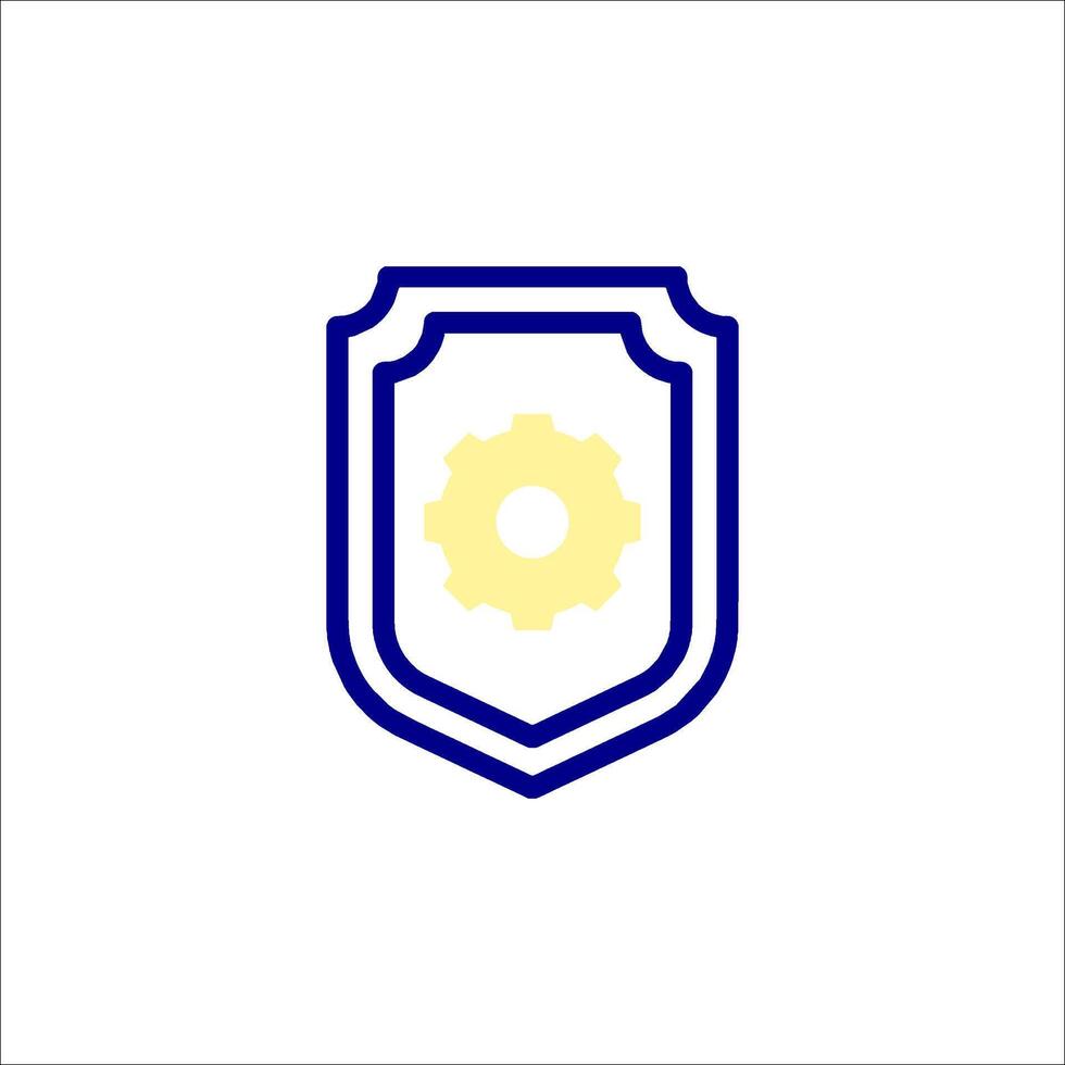 A shield with a gear in the center vector