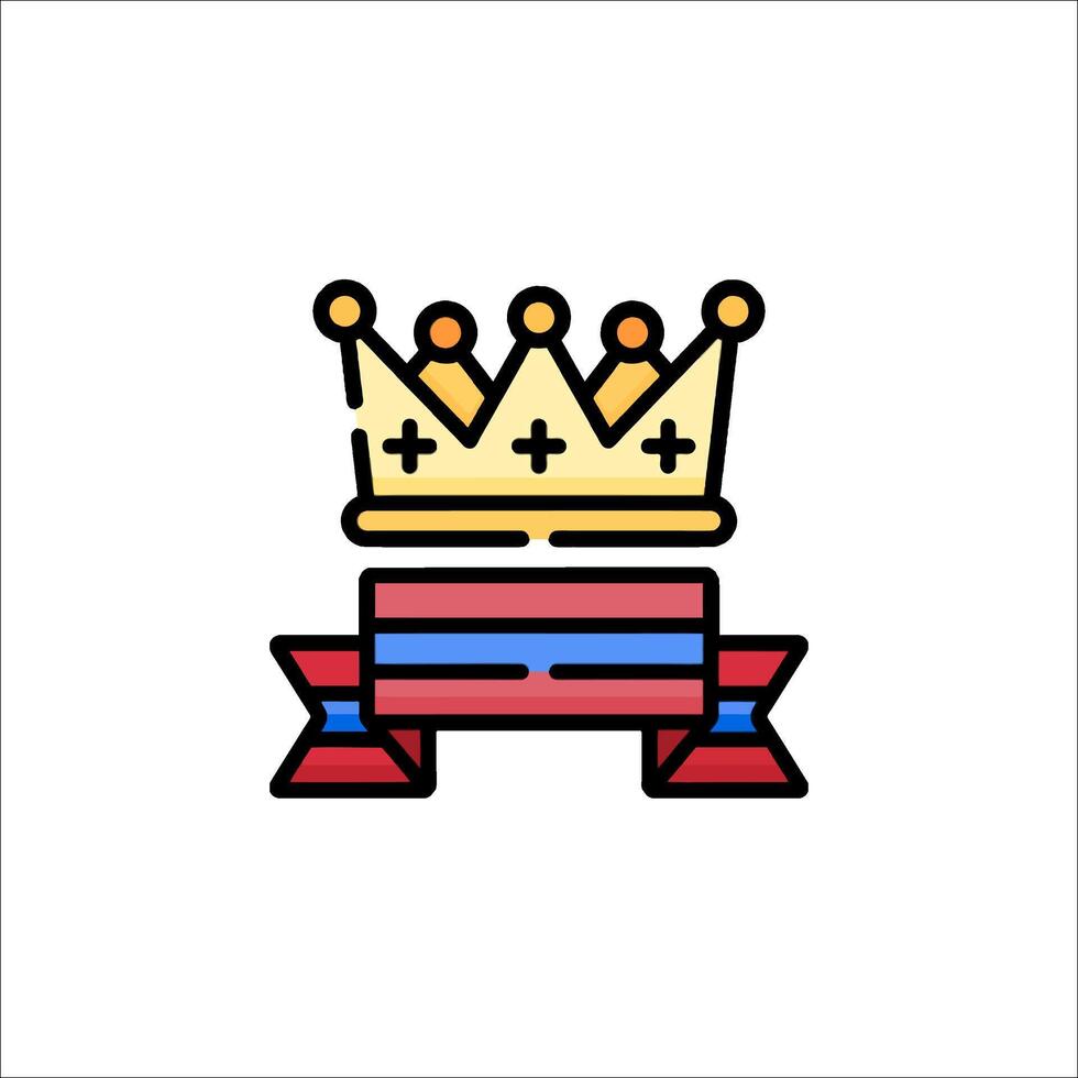 A crown with a ribbon and ribbon icon vector