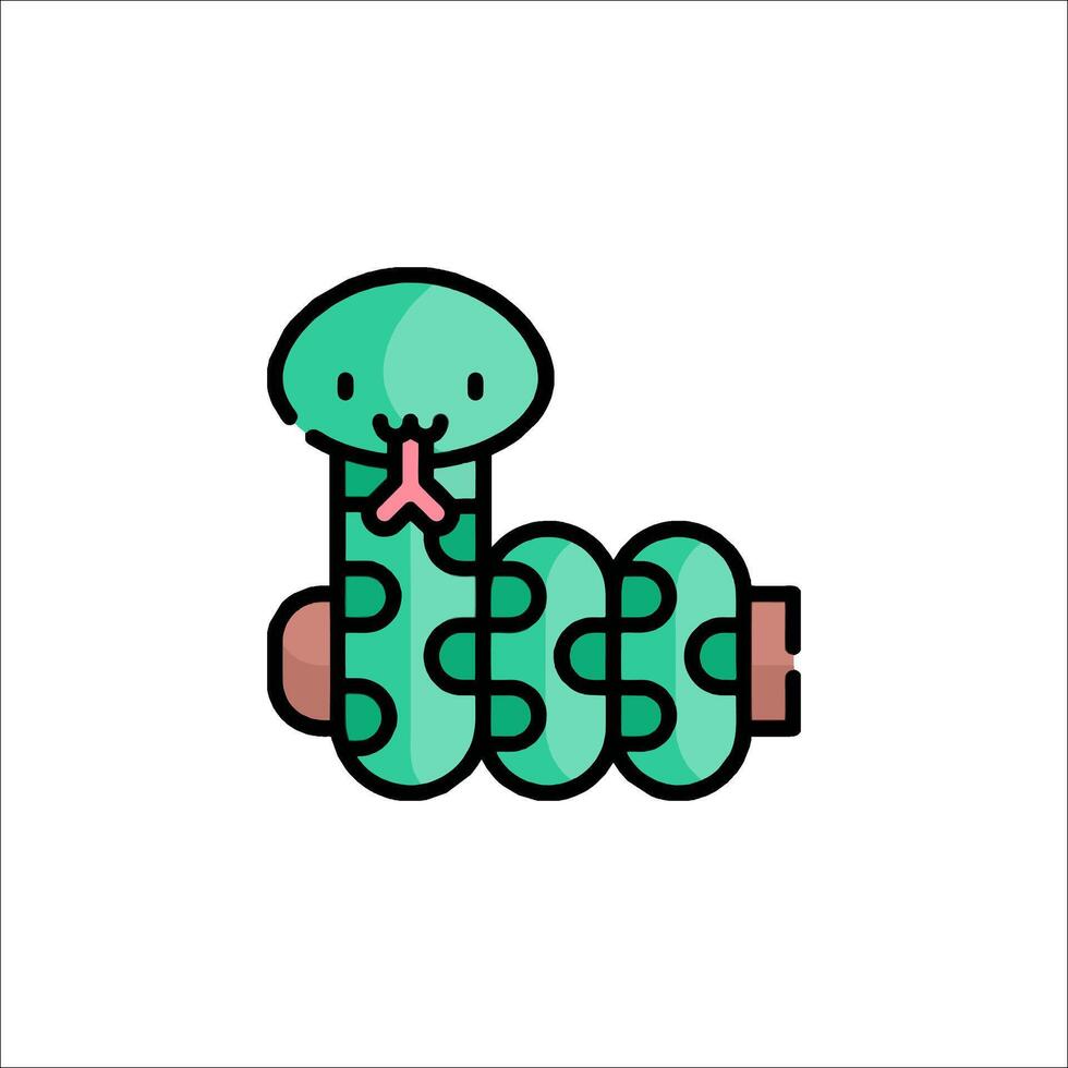 A cartoon snake with a green tail vector