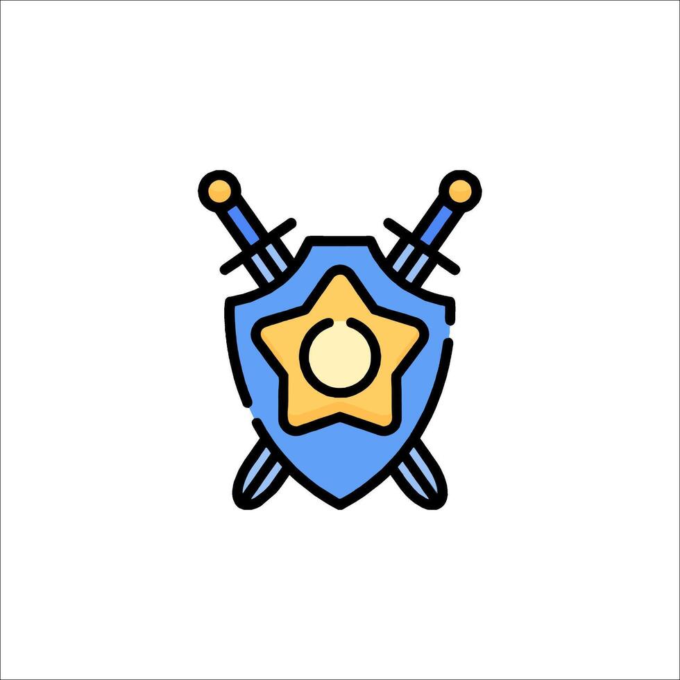 A shield and two swords icon vector