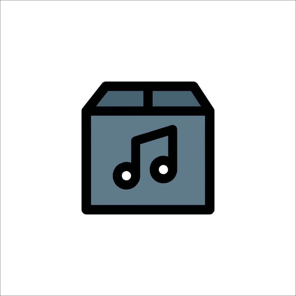 A music note icon in a box vector