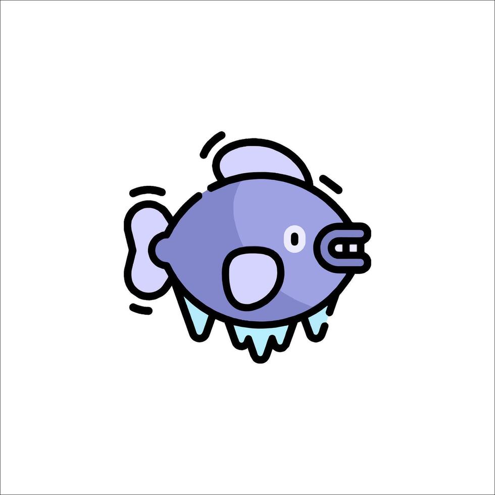 A cartoon fish with a blue nose and a blue tongue vector