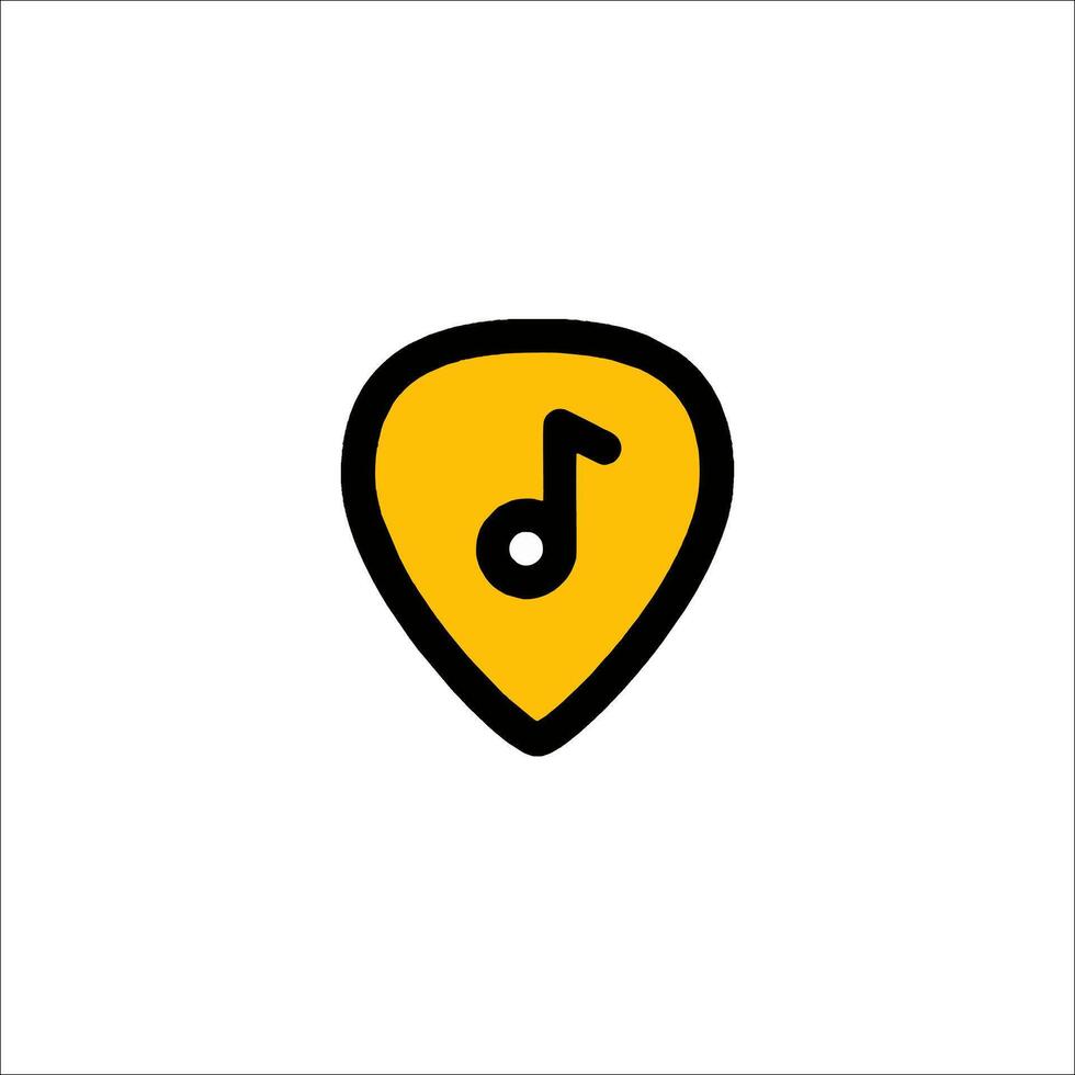 A guitar pick with a note on it vector