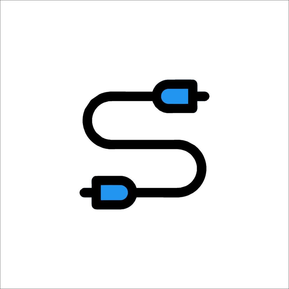 A blue and black cord with a small black arrow vector
