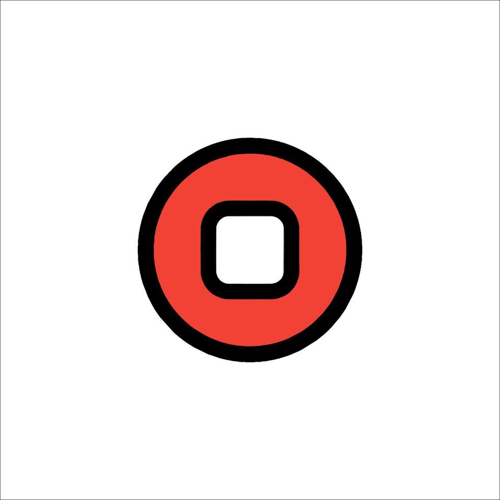 A red and black circle with a black dot in the middle vector