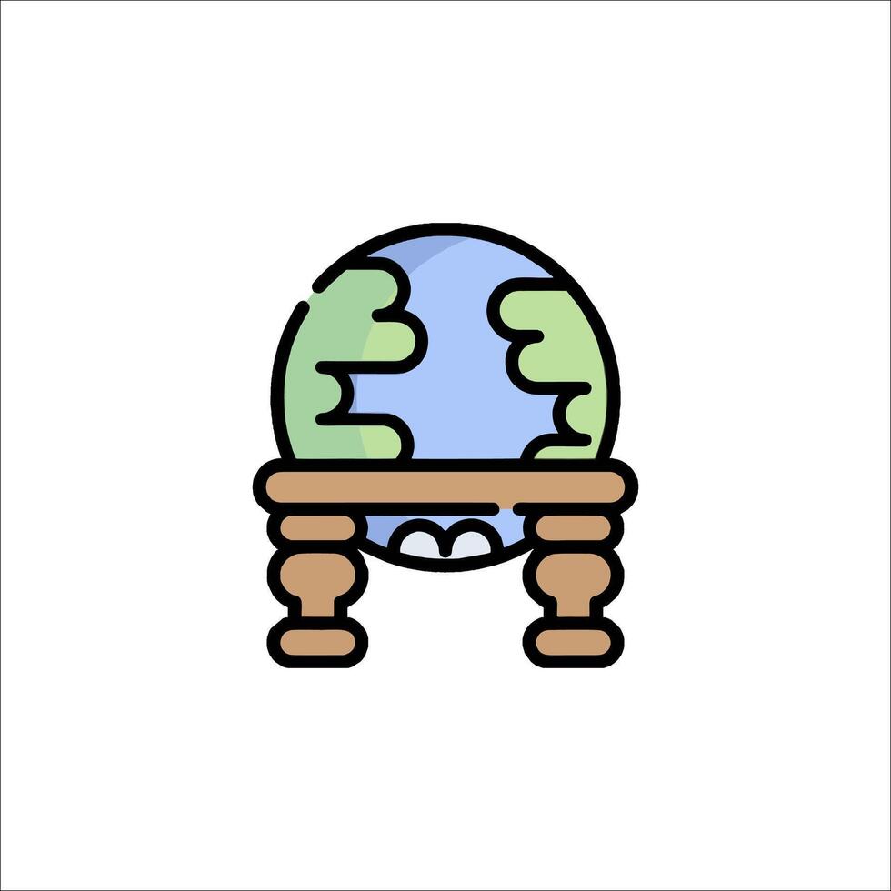 A globe on a table with a wooden stool vector