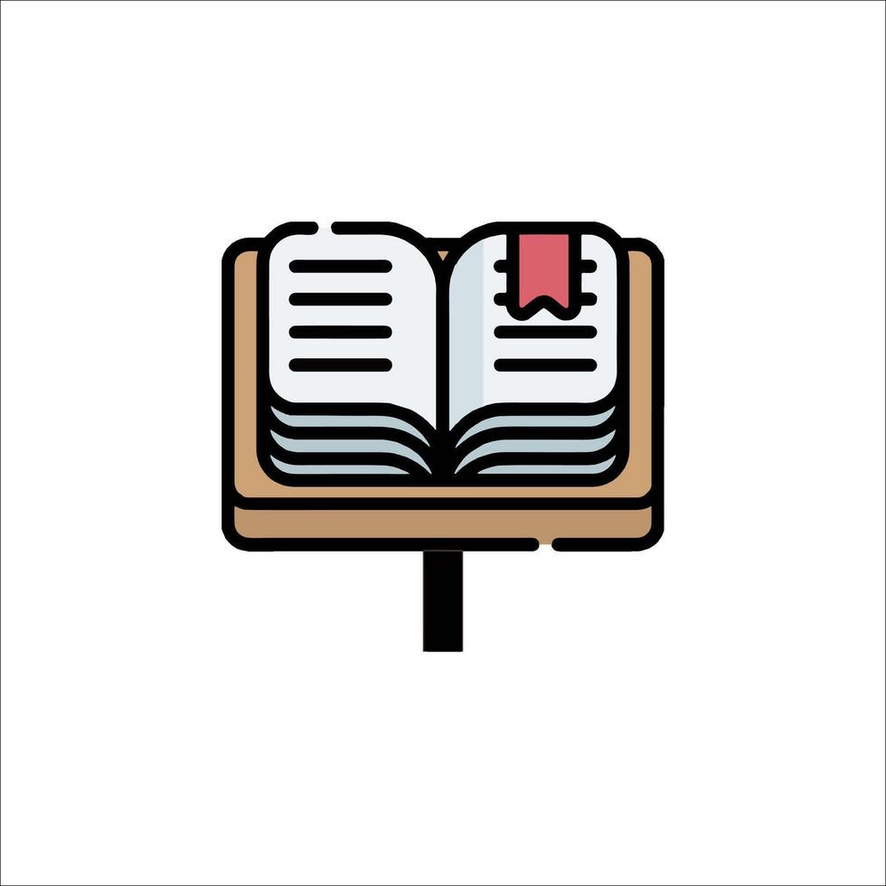 An open book with a red ribbon on it vector