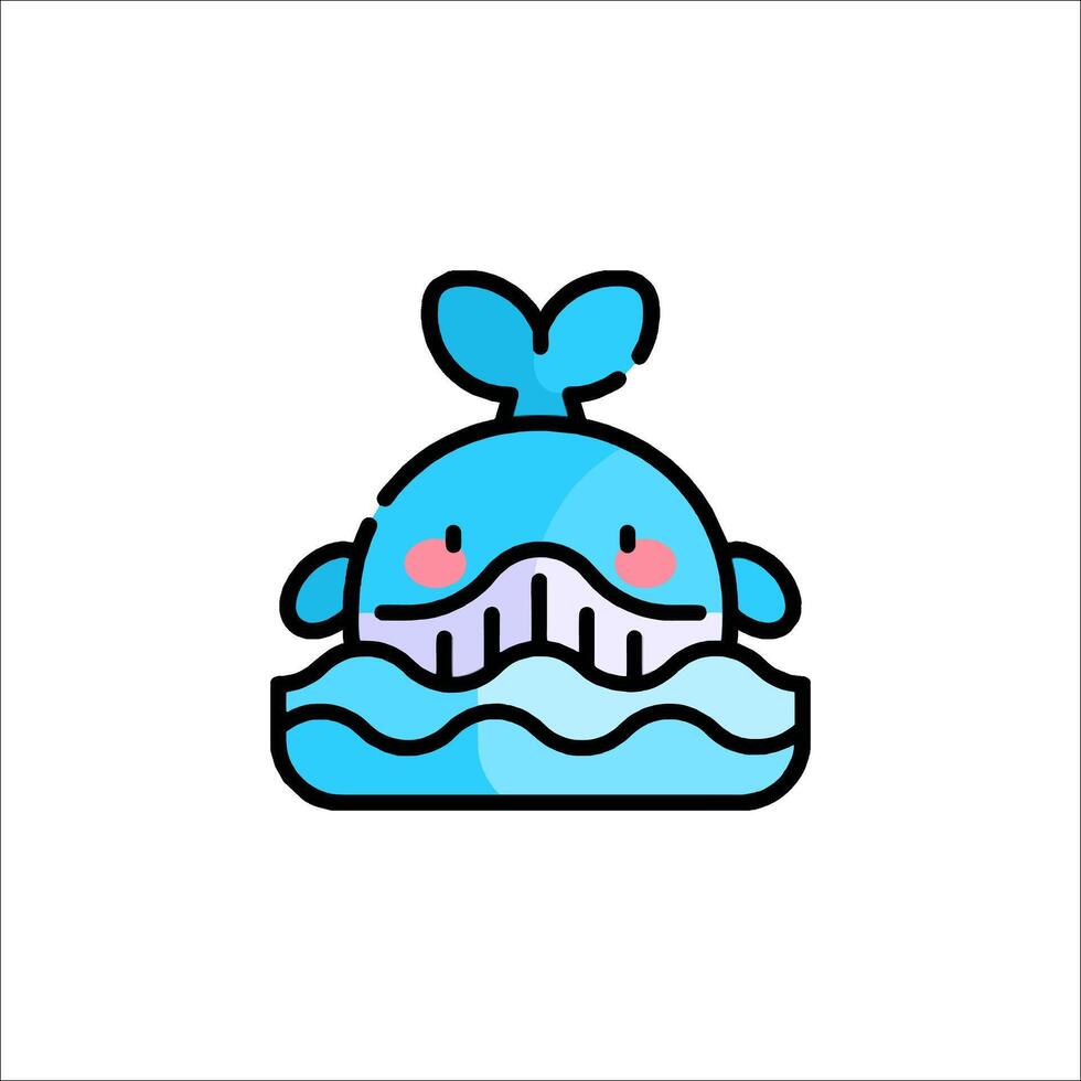 A cute whale with a blue face and a pink nose vector