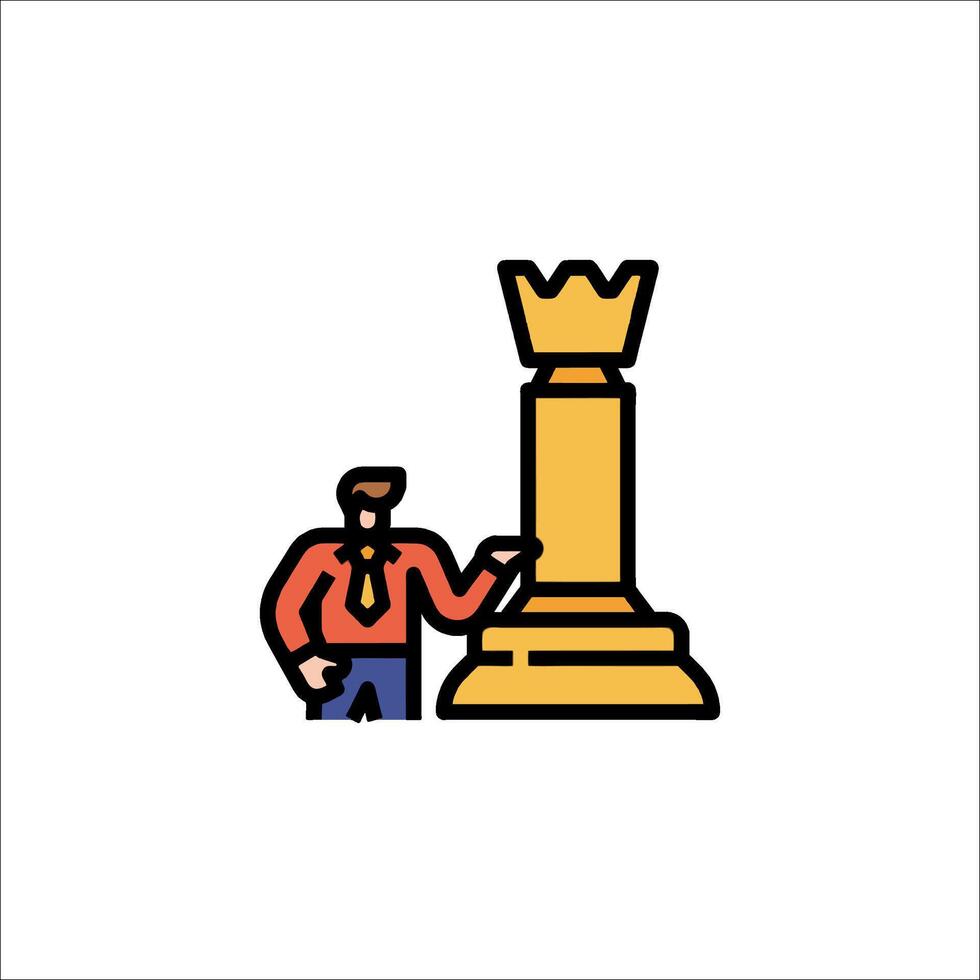 A man is standing next to a chess piece vector