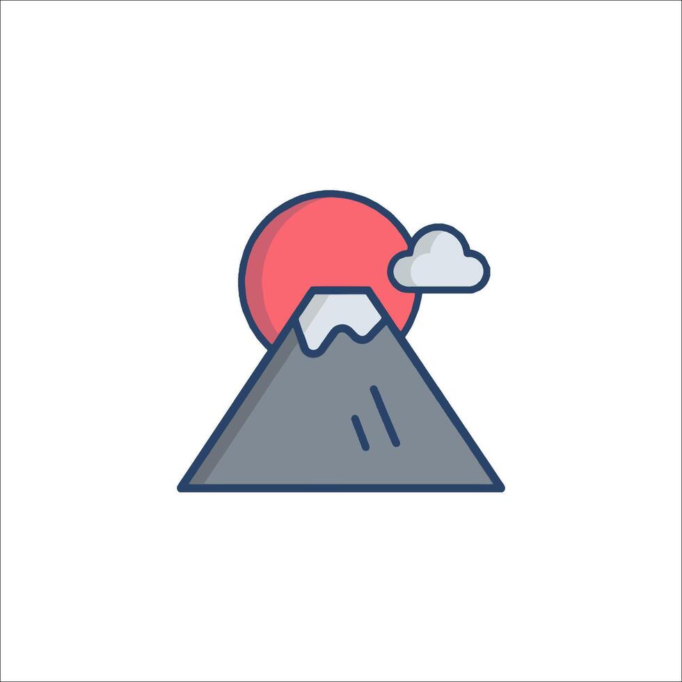 Mountain with snow and sun icon vector
