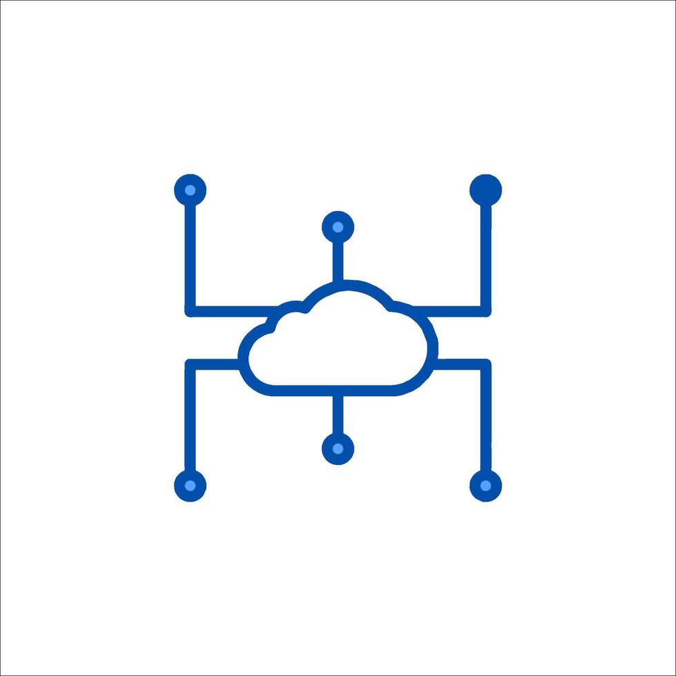 A cloud icon with a blue line connecting it to other dots vector