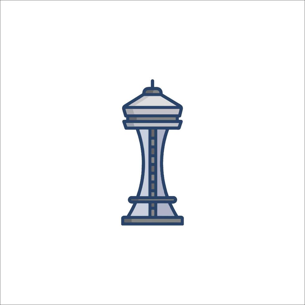 A tower with a clock on top of it vector