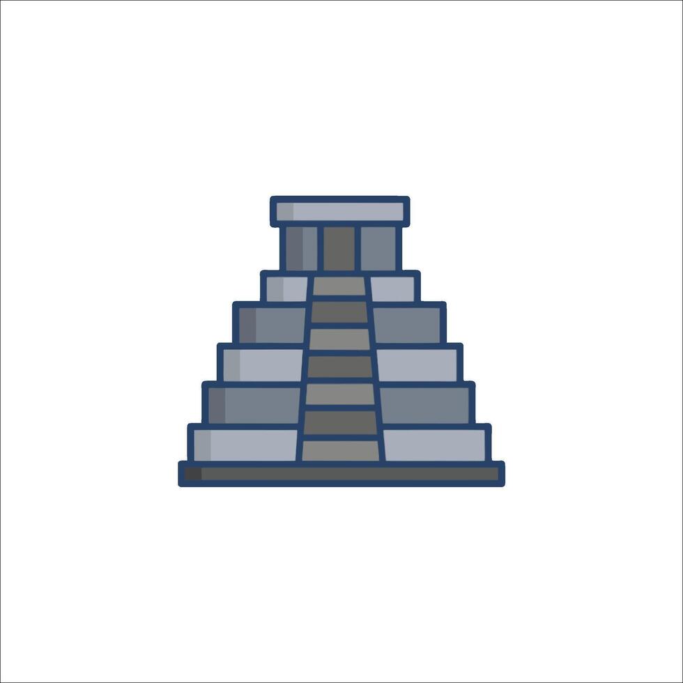 Maya pyramid icon in flat style vector