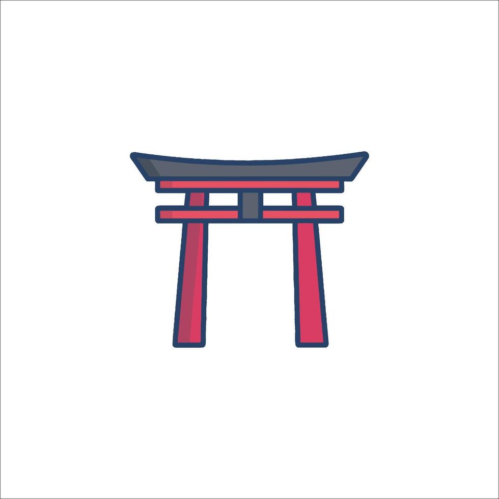 Japanese tori gate icon illustration vector