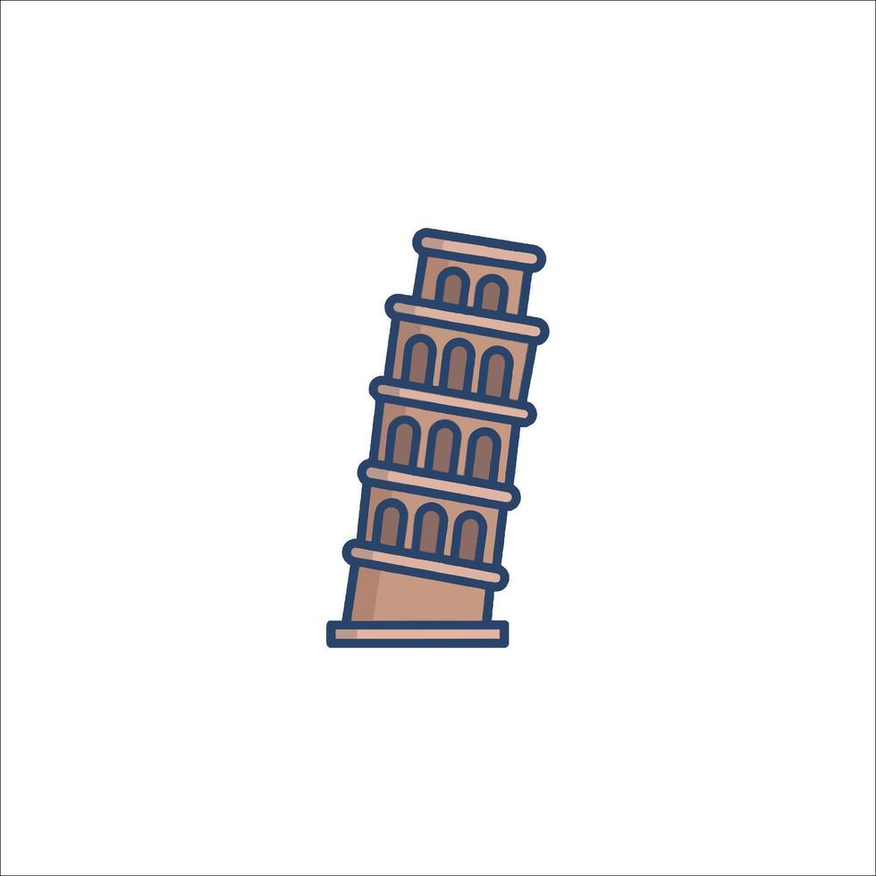The leaning tower of pisa icon illustration vector