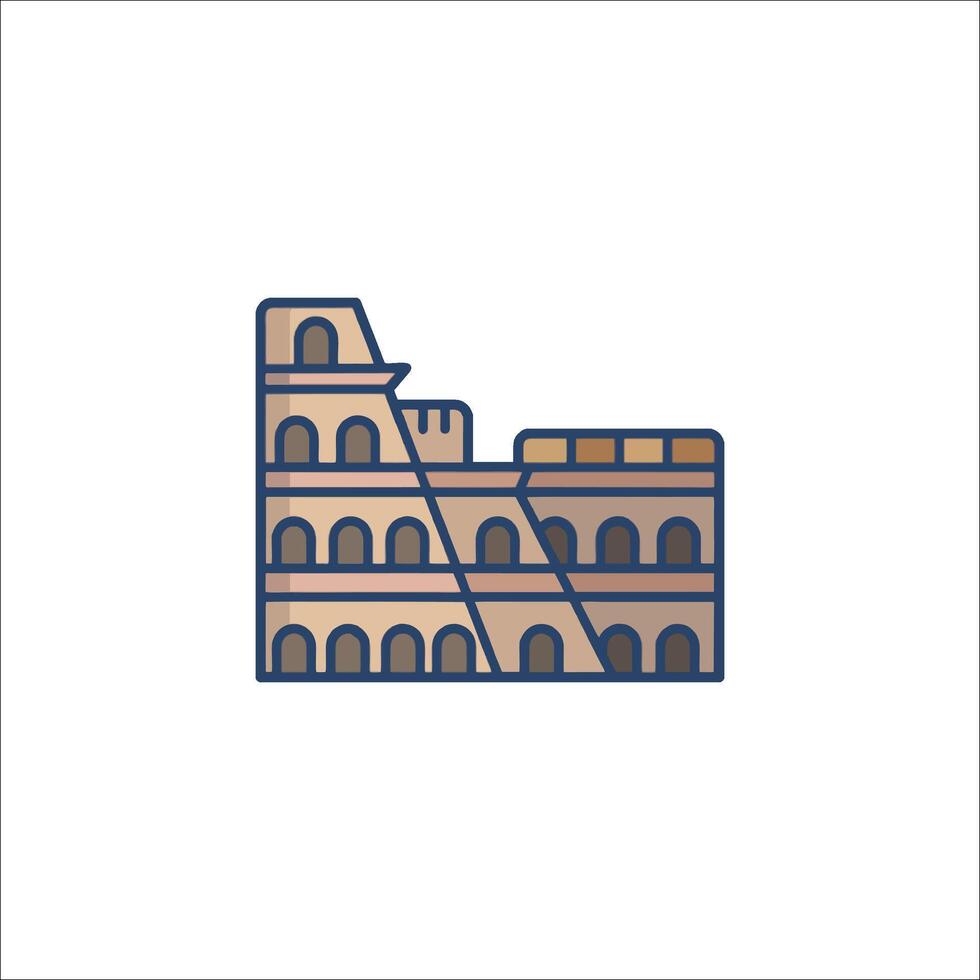 The colosseum in rome, italy icon illustration vector