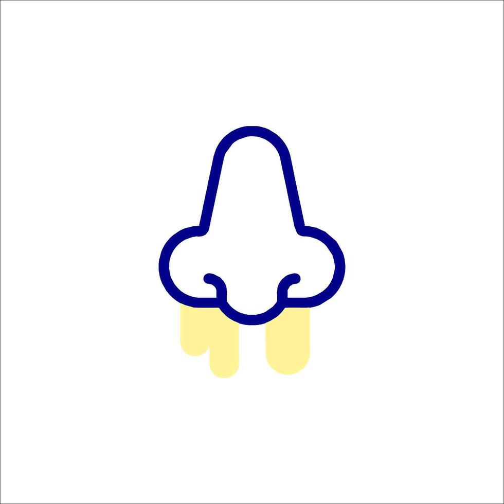 A blue and yellow logo with a nose vector