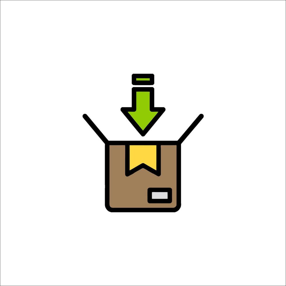 A box with an arrow pointing down inside it vector