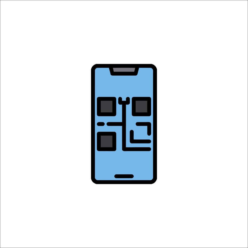 A smartphone with a circuit board on it vector