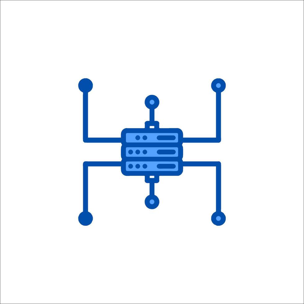 A blue icon of a computer with a computer on it vector