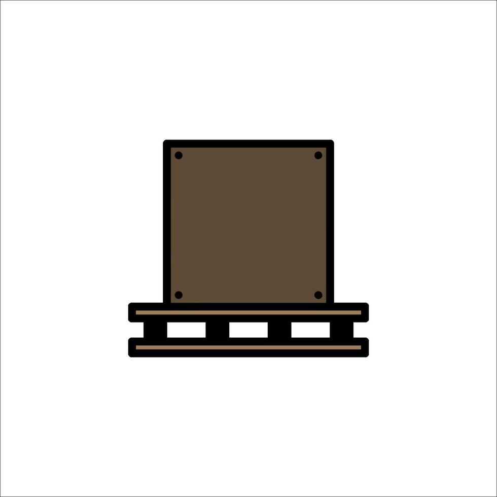 A wooden box on a shelf icon vector