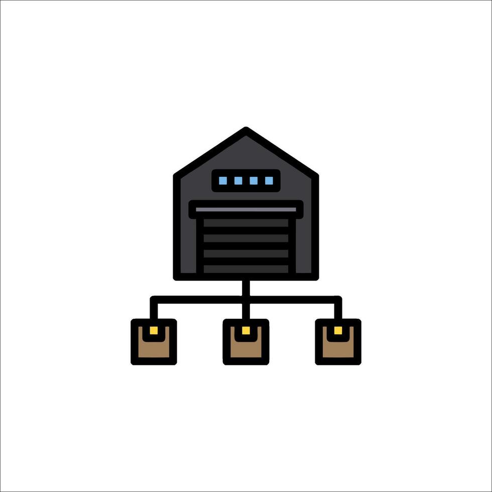 A warehouse with a door and two boxes vector