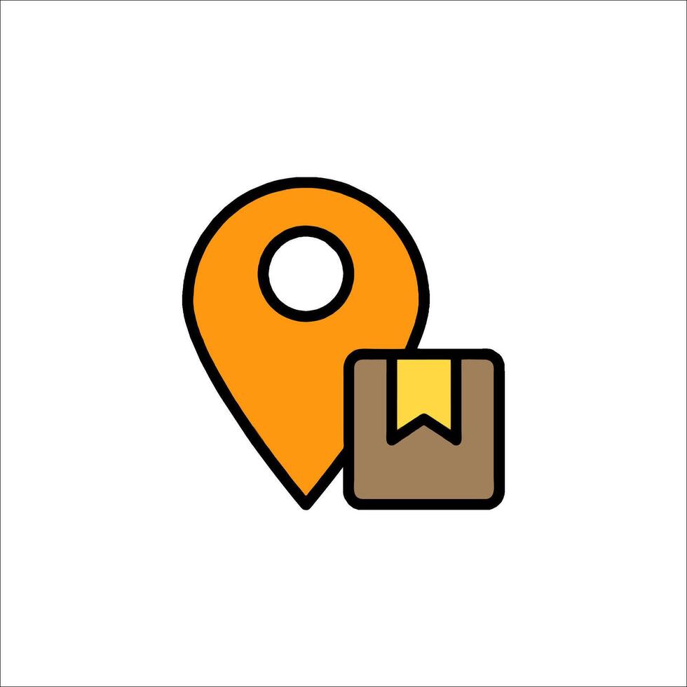 A map pin with a box and a map marker vector