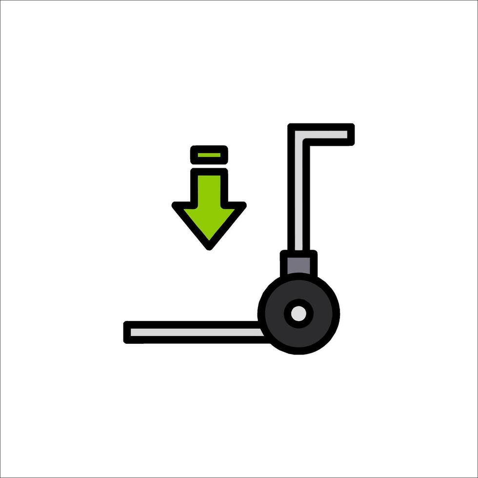 A green arrow pointing to a wheelbarrow vector