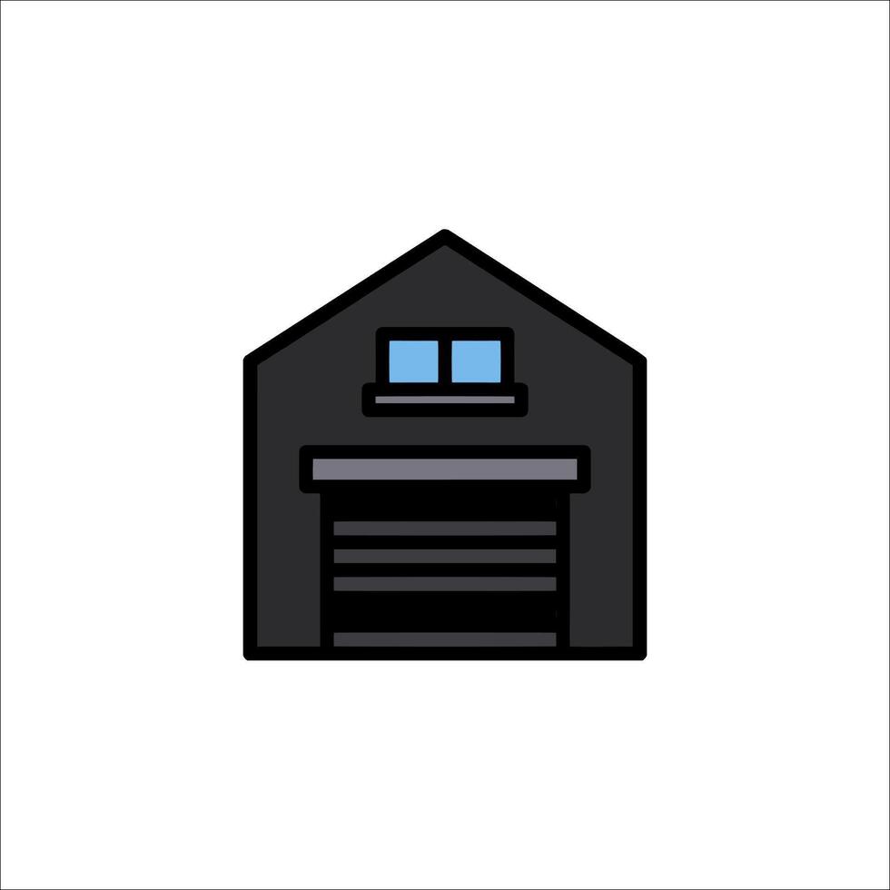 A black garage with a window and door vector