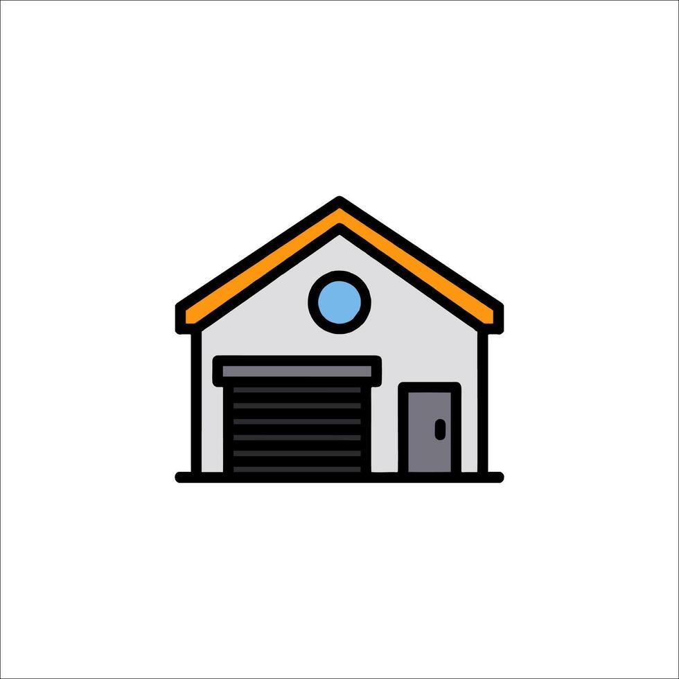 A garage icon with a door and garage door vector