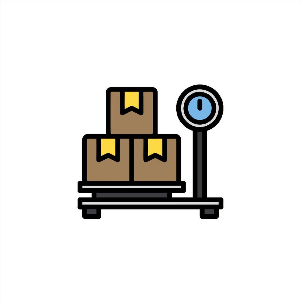 A scale with boxes on it and a clock vector