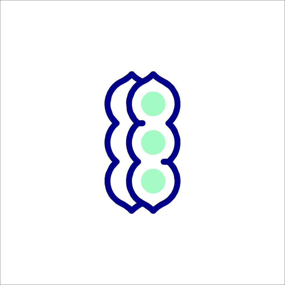 A blue and green pea pod icon vector