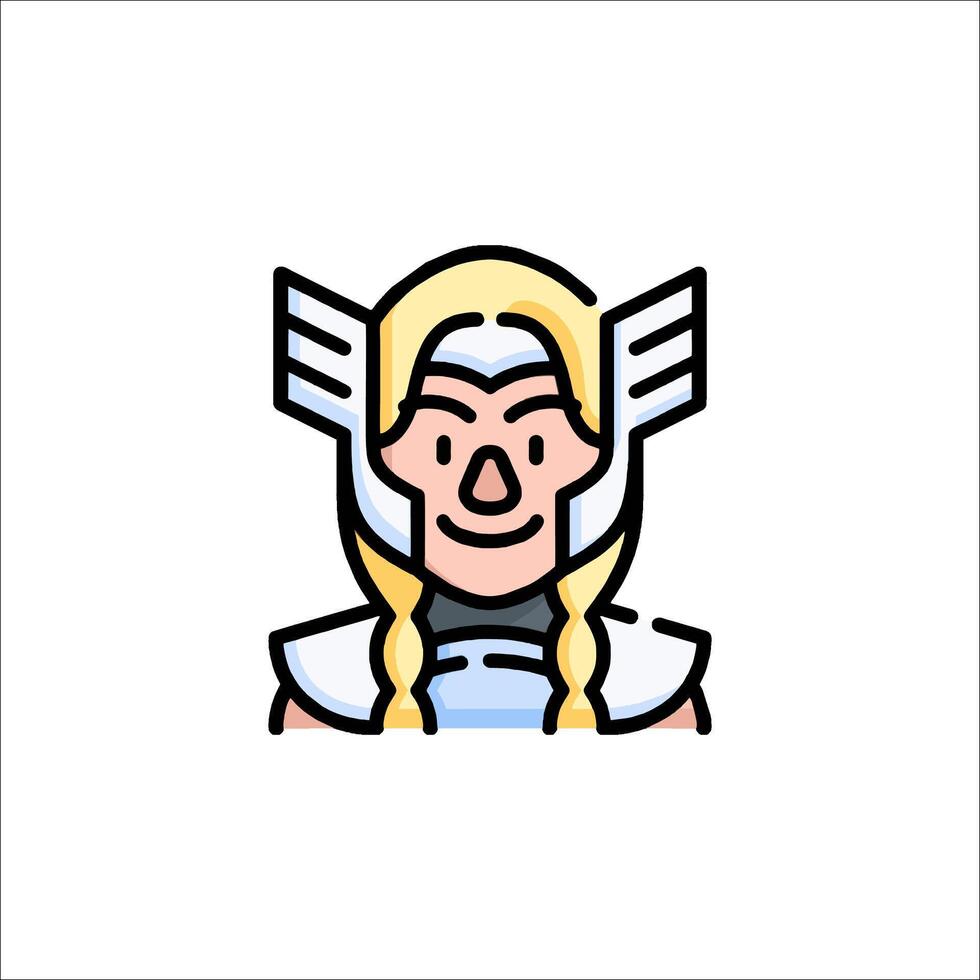 A cartoon character with blonde hair and horns vector