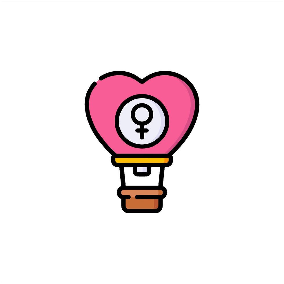 A pink light bulb with a woman's heart inside vector