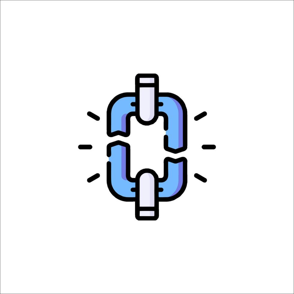 A blue and white icon of a chain vector