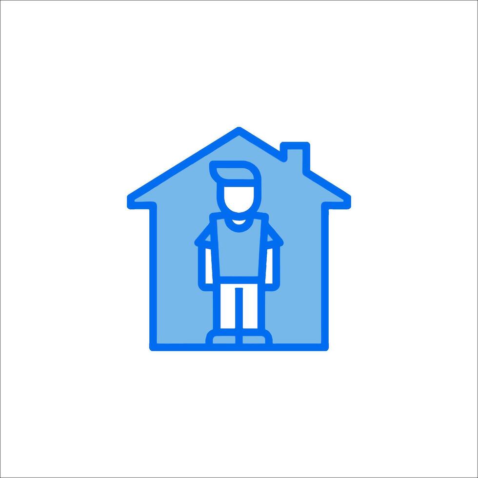 A man standing in front of a house icon vector
