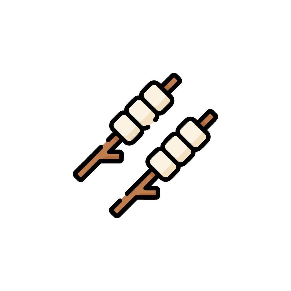 Two marshmallows on sticks icon vector
