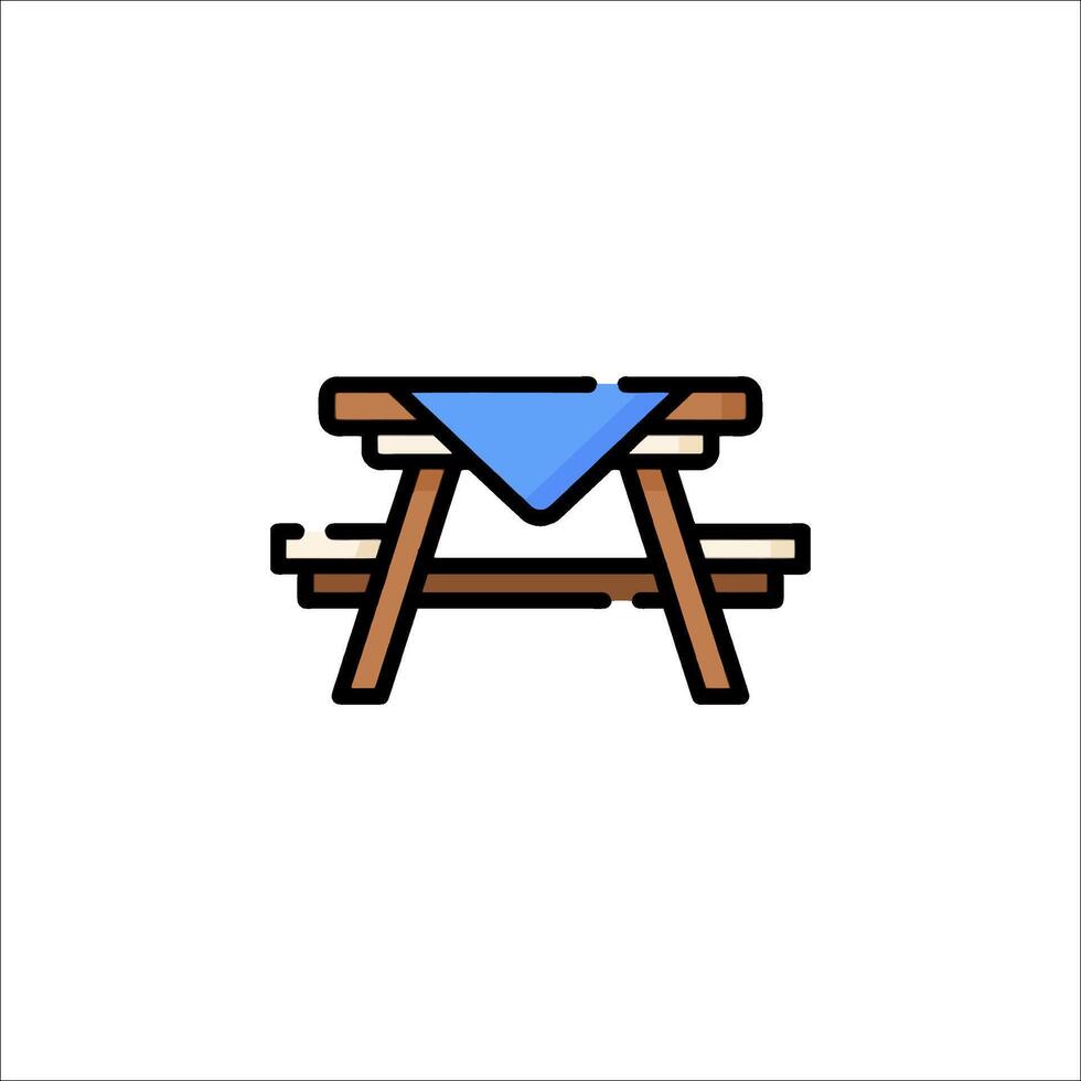 Picnic table icon illustration vector