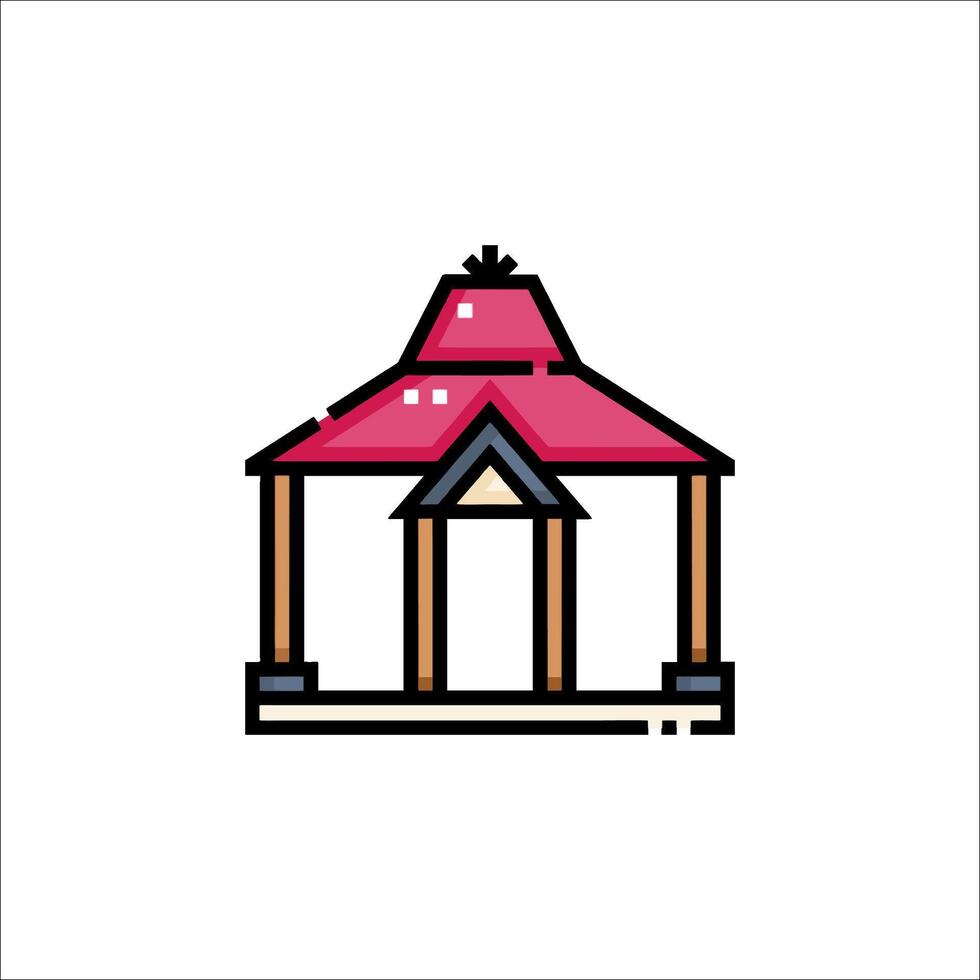 A red gazebo on a white background vector