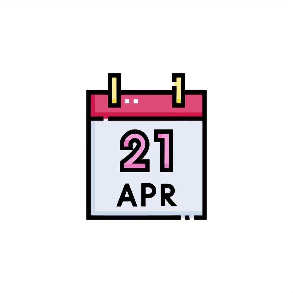 A calendar with the date 21 april on it vector