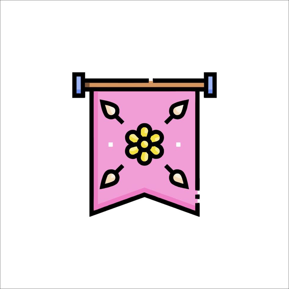 A pink banner with a flower on it vector